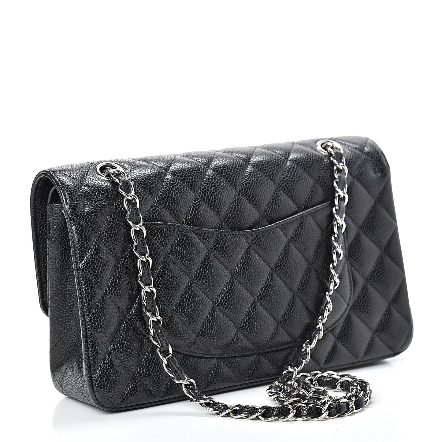 Caviar Quilted Medium Double Flap Black
