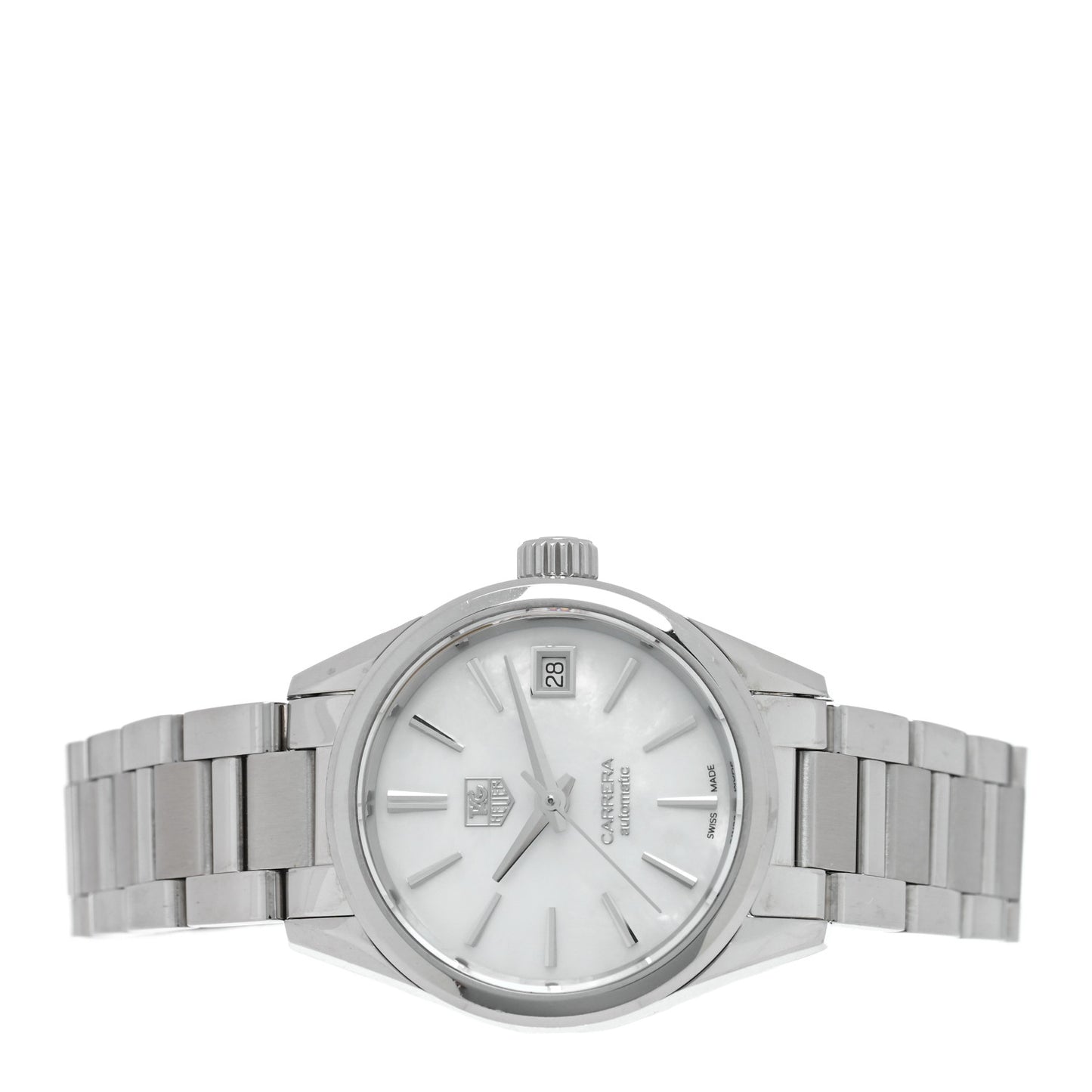 Stainless Steel Mother of Pearl 28mm Carrera Lady Automatic Watch WAR2411