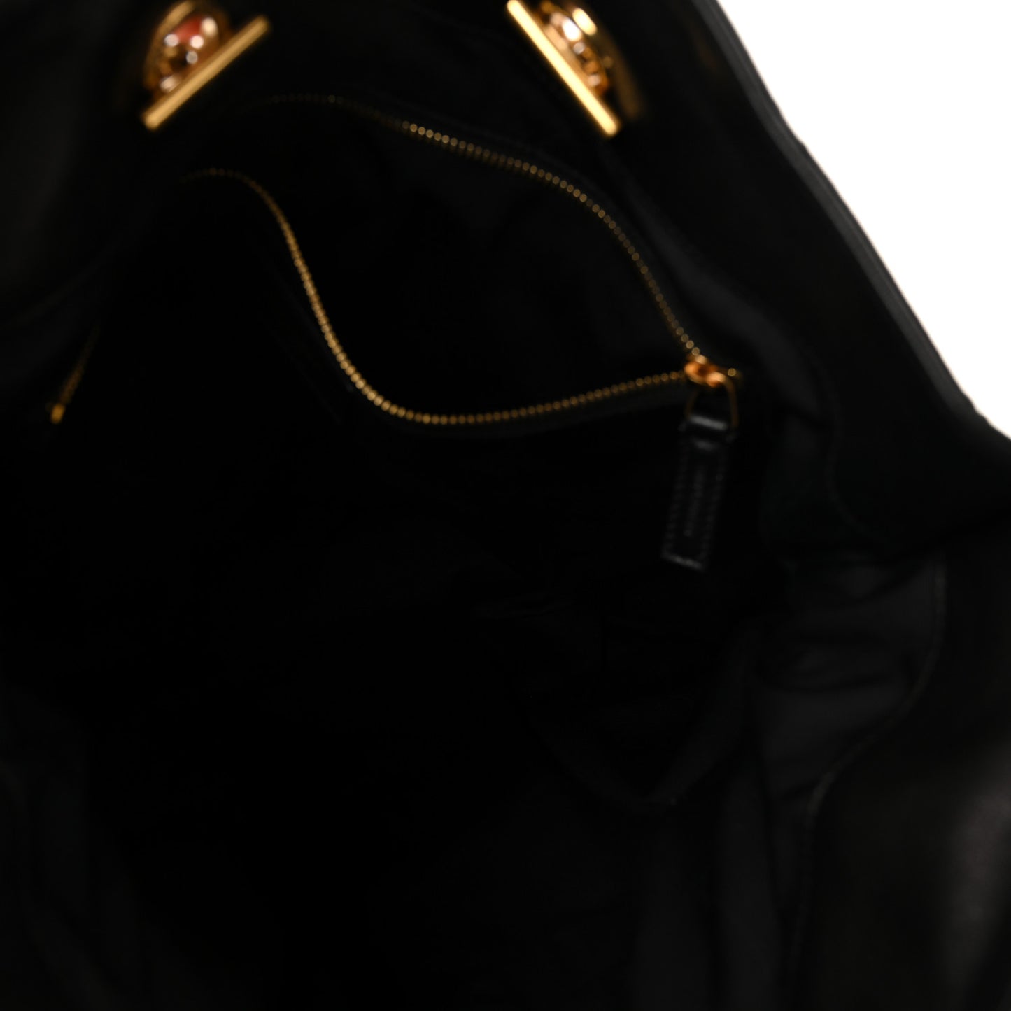 Lambskin Quilted Pochon Drawstring Tote Bag Black