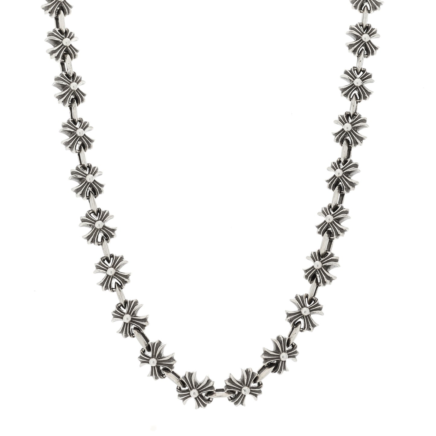 Sterling Silver Maltese Cross Link Necklace