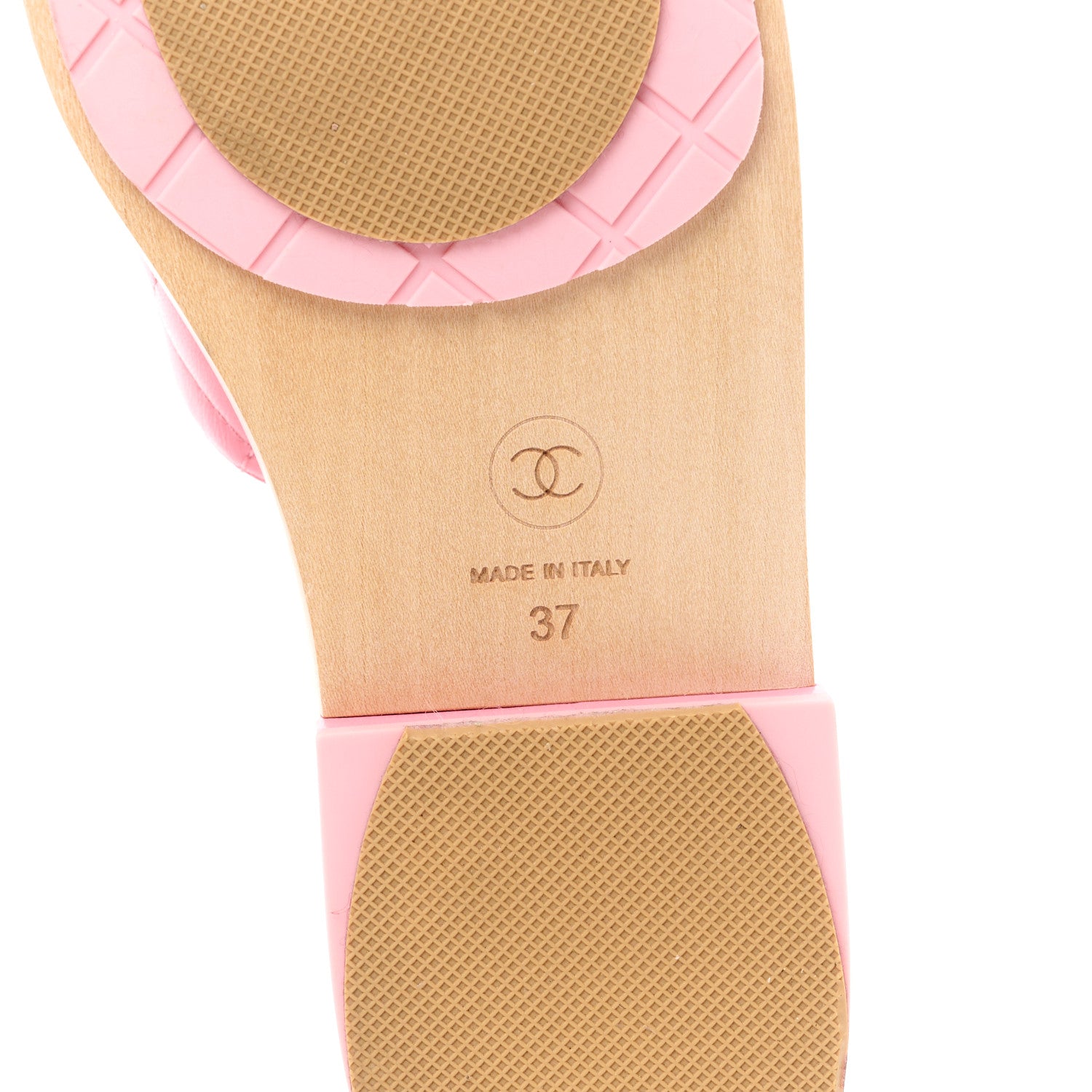 Chanel Lambskin CC Flat Slide Sandals 37 Pink 6 of 10