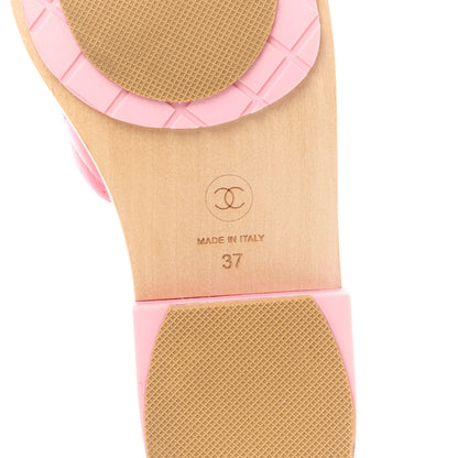 Chanel Lambskin CC Flat Slide Sandals 37 Pink 6 of 10