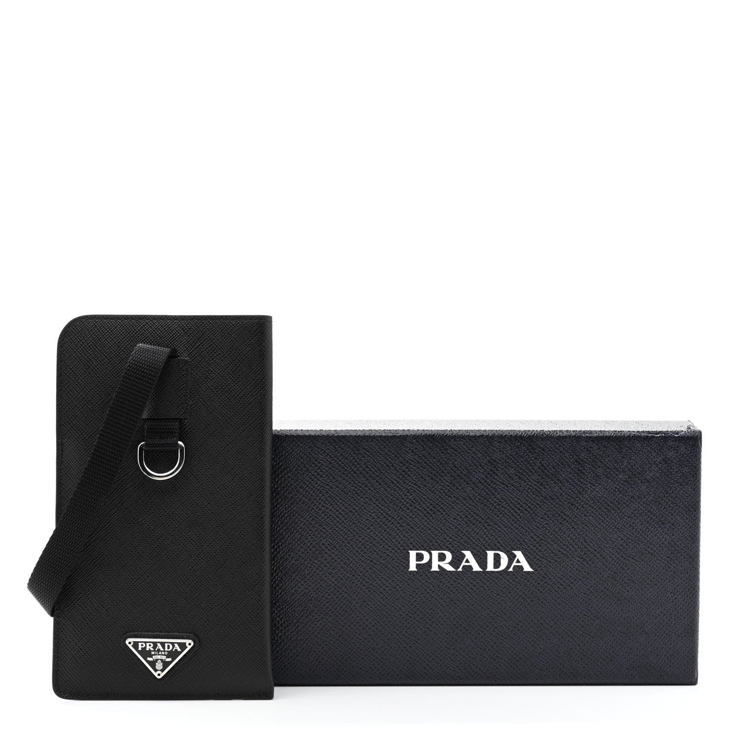 Prada Saffiano Lanyard Card Case Black 8 of 8