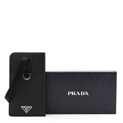 Prada Saffiano Lanyard Card Case Black 8 of 8