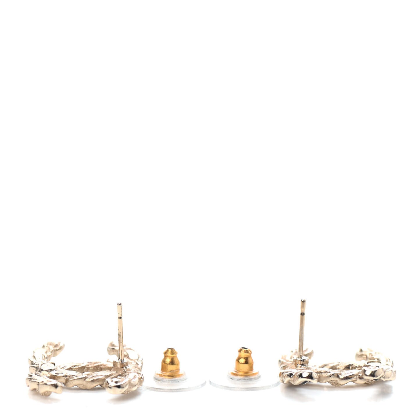 Enamel Metal Chain French New Wave CC Earrings Black Gold