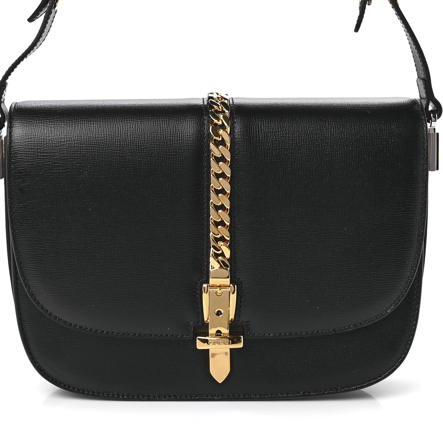 Gucci Azalea Calfskin Small Sylvie 1969 Flap Messenger Bag Black 9 of 10