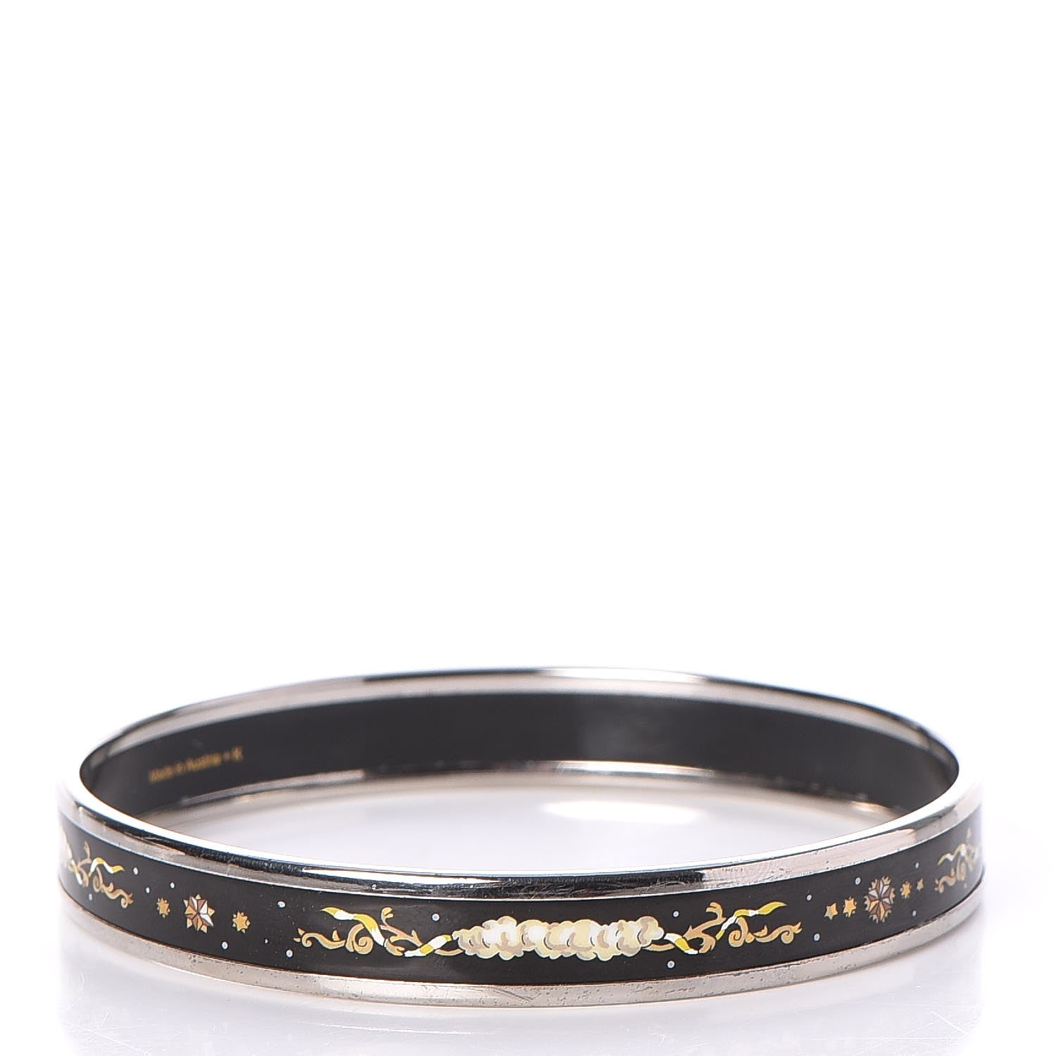 Hermes Enamel Printed Celestial Mythology Narrow Bracelet 70 Black 3 of 5