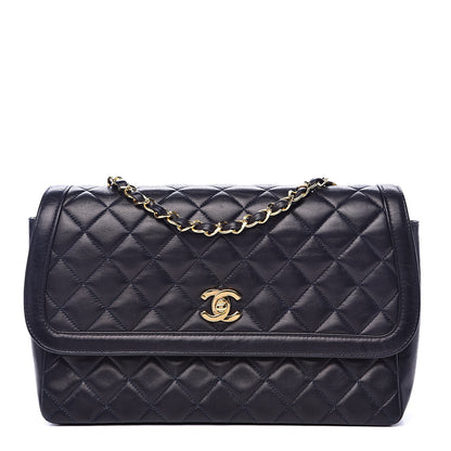 Chanel Lambskin Quilted Medium Single Flap Navy Blue 1 of 16