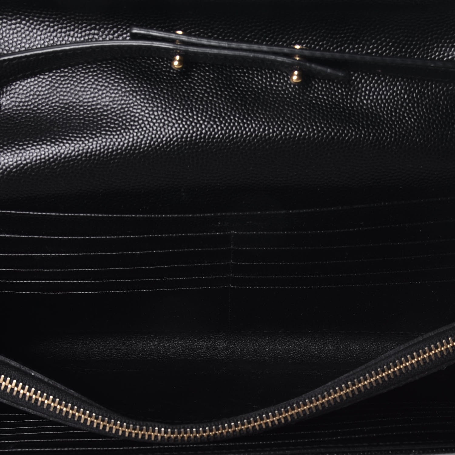 Saint Laurent Grain De Poudre Matelasse Chevron Monogram Chain Wallet Black 5 of 8