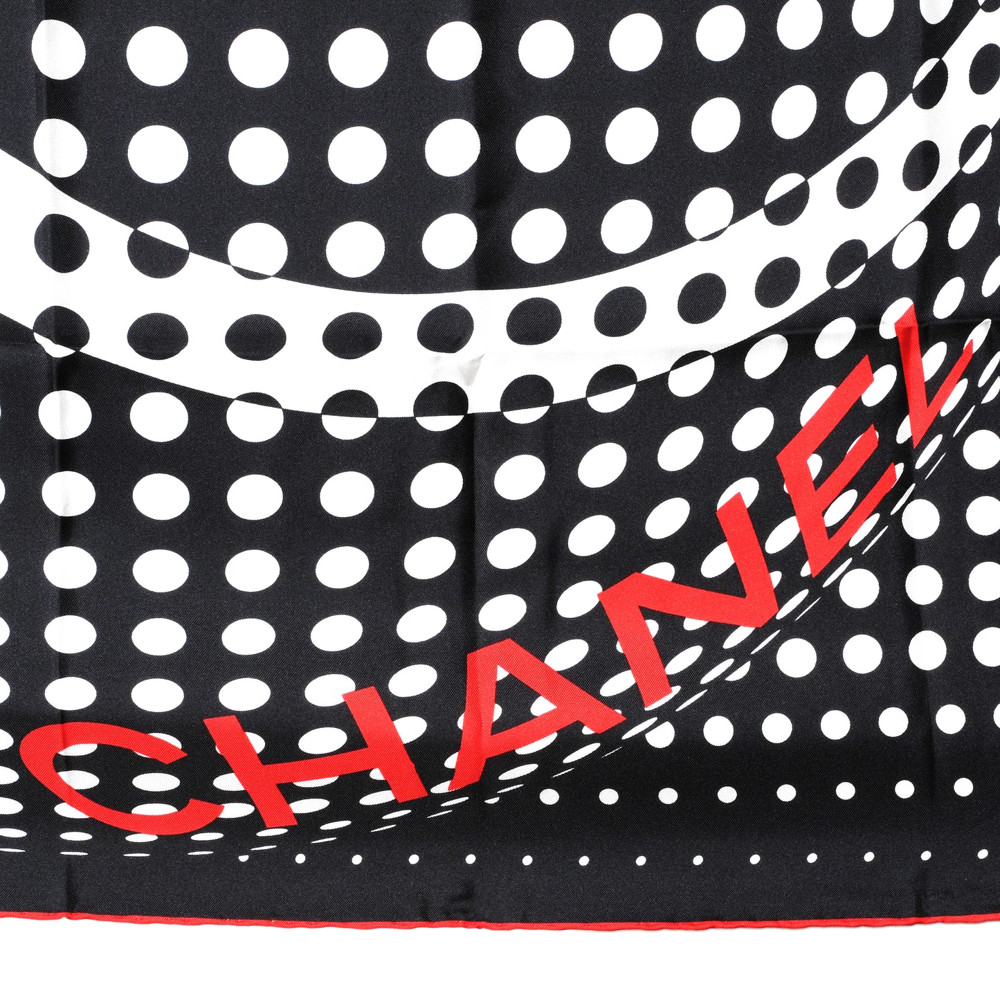 Silk Polka Dot CC Scarf Black White Red