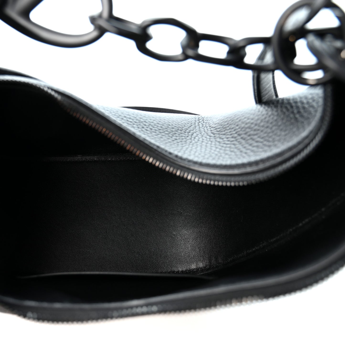 Grainy Calfskin Monochrome Small Vlogo Moon Hobo Bag Black