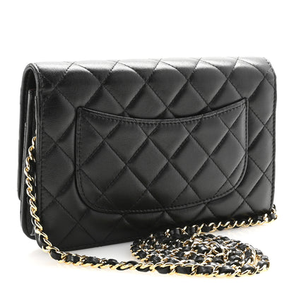 Chanel Lambskin Quilted Wallet On Chain WOC Black 3 of 12