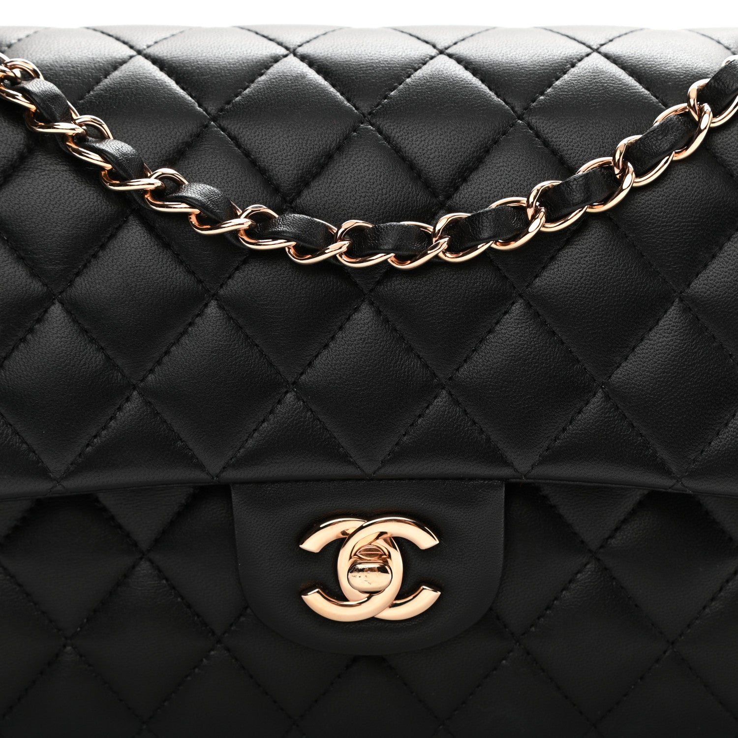 Chanel Lambskin Quilted Medium Double Flap Black 8 of 8