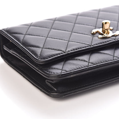 Chanel Lambskin Quilted Trendy CC Wallet On Chain WOC Black 15 of 17