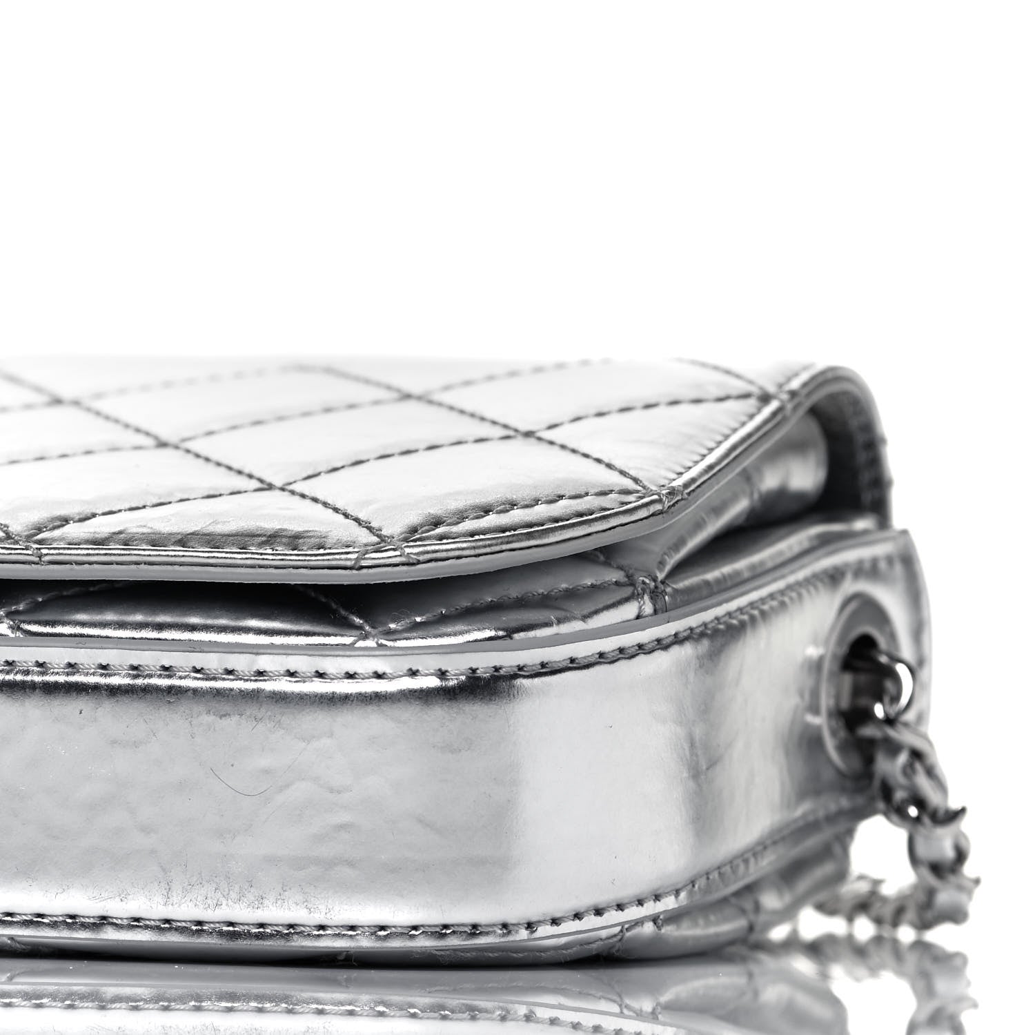 Chanel Hammered Metallic Calfskin Quilted Flap Silver 6 of 9