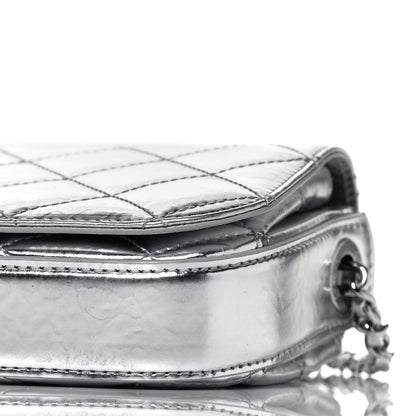 Chanel Hammered Metallic Calfskin Quilted Flap Silver 6 of 9