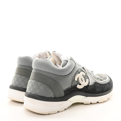 Chanel Fabric Suede Calfskin Quilted CC Sneakers 37 Dark Grey 5 of 8