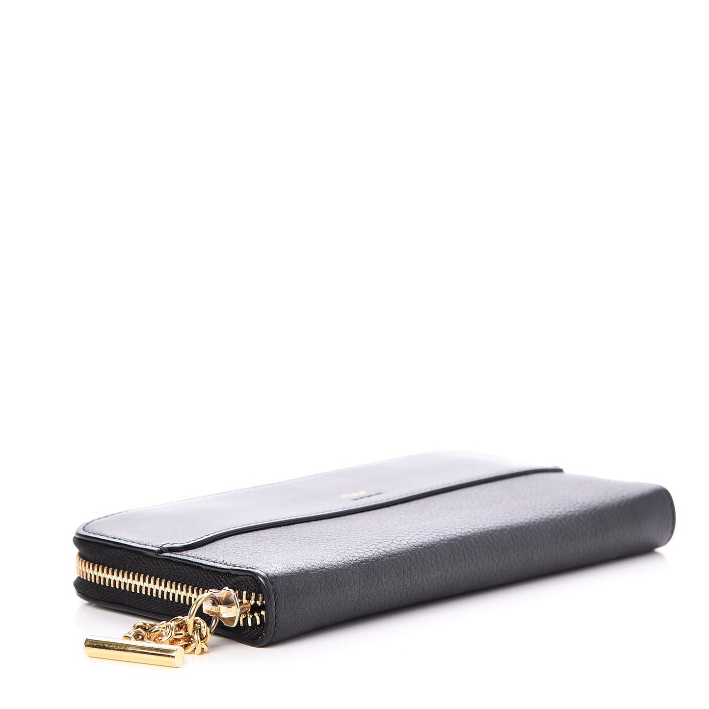 Grained Calfskin Joe Long Zip Around Wallet Black