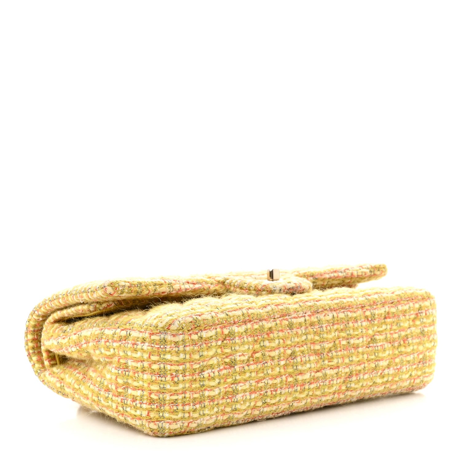 Chanel Tweed Quilted Medium Double Flap Yellow Multicolor 4 of 10
