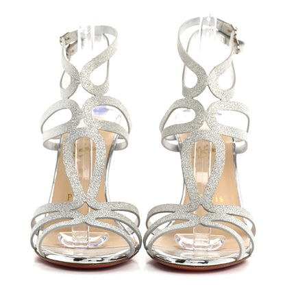 Christian Louboutin Glitter Renee 100 Sandals 38 Silver 3 of 8