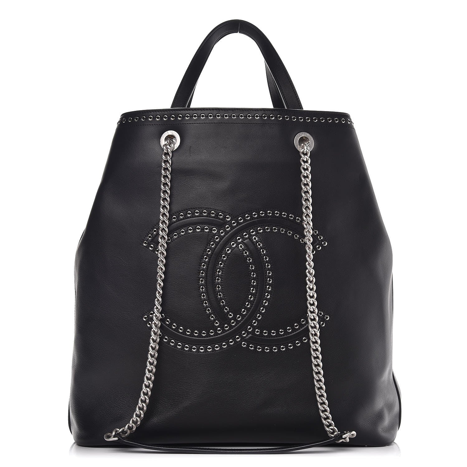 Chanel Calfskin Large Coco Eyelets Shopping Tote Black 1 of 9