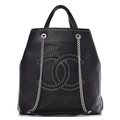 Chanel Calfskin Large Coco Eyelets Shopping Tote Black 1 of 9