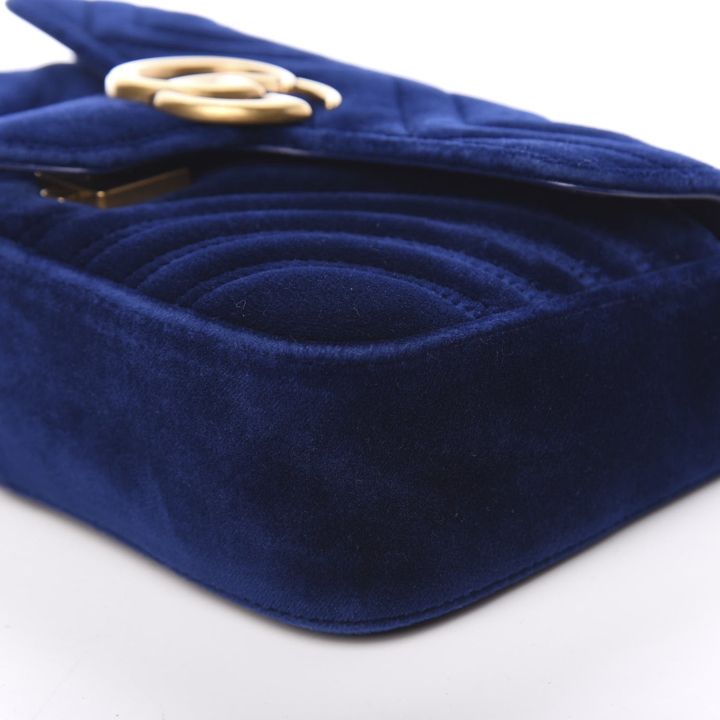 Velvet Matelasse Mini GG Marmont Shoulder Bag Cobalt Blue