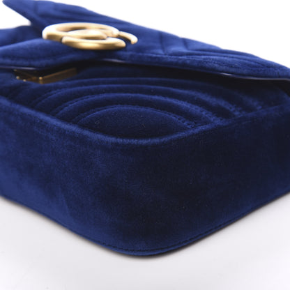 Gucci Velvet Matelasse Mini GG Marmont Shoulder Bag Cobalt Blue 5 of 9