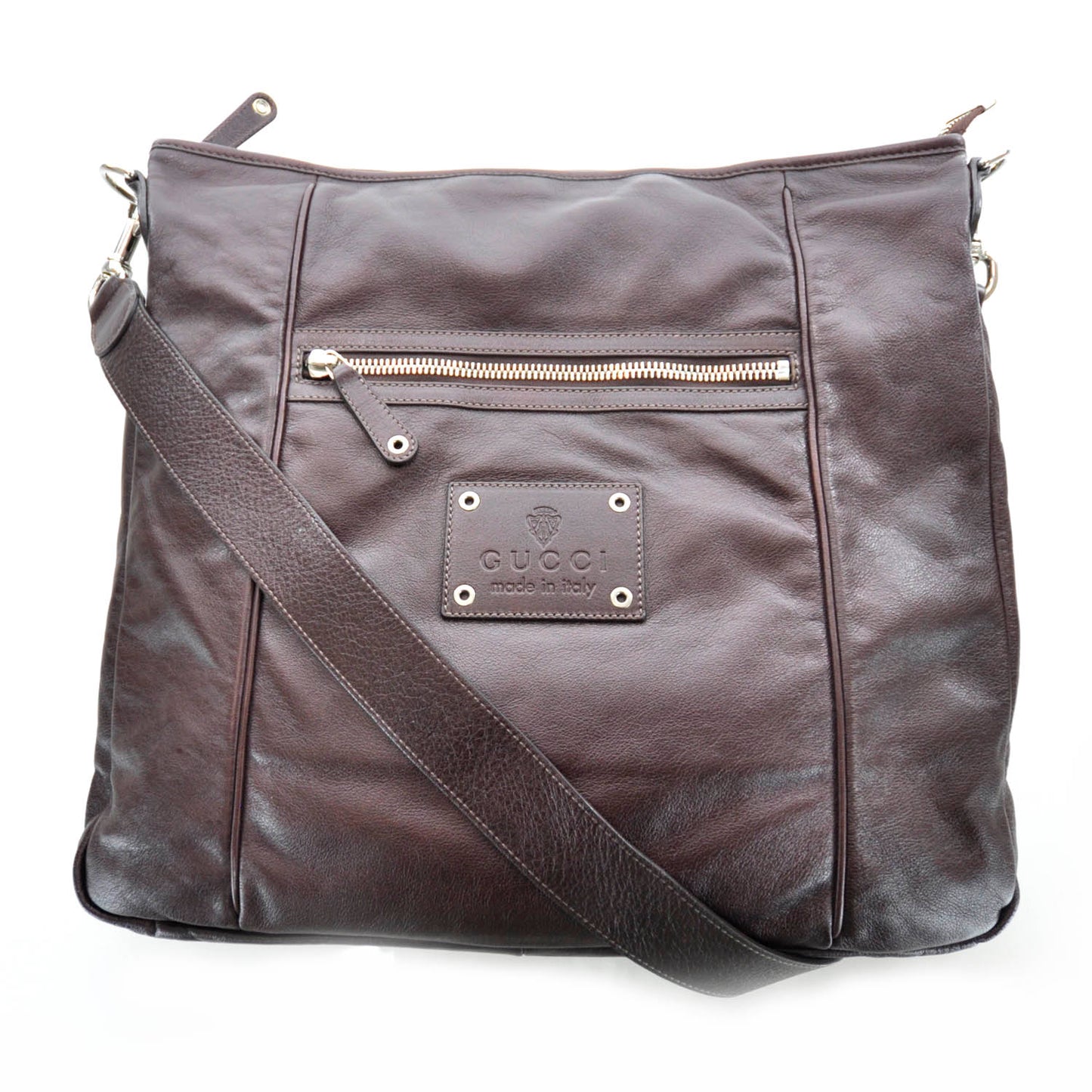 Leather Messenger Bag Brown Unisex