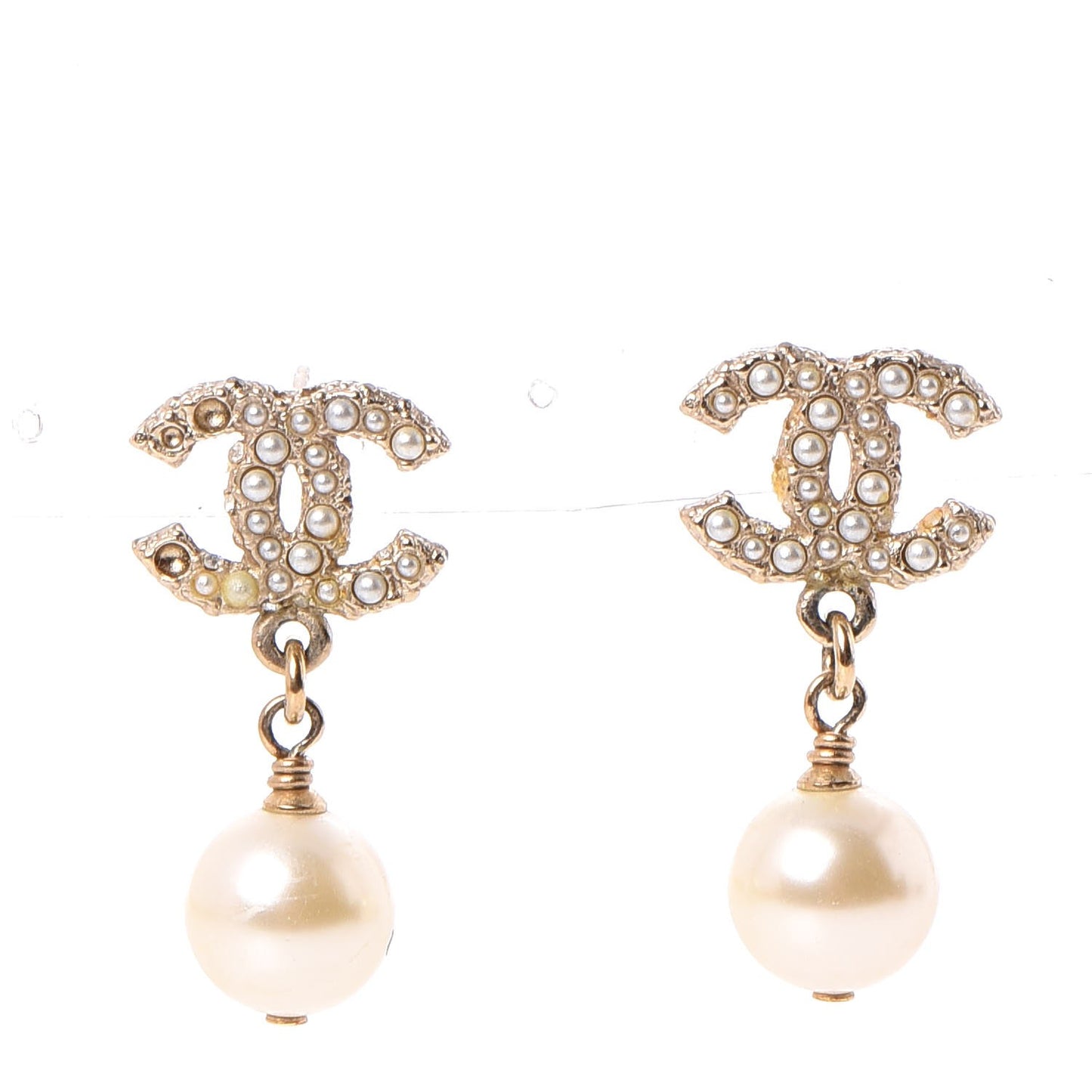 Pearl CC Drop Earrings Gold