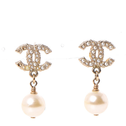 Chanel Pearl CC Drop Earrings Gold 6 of 9