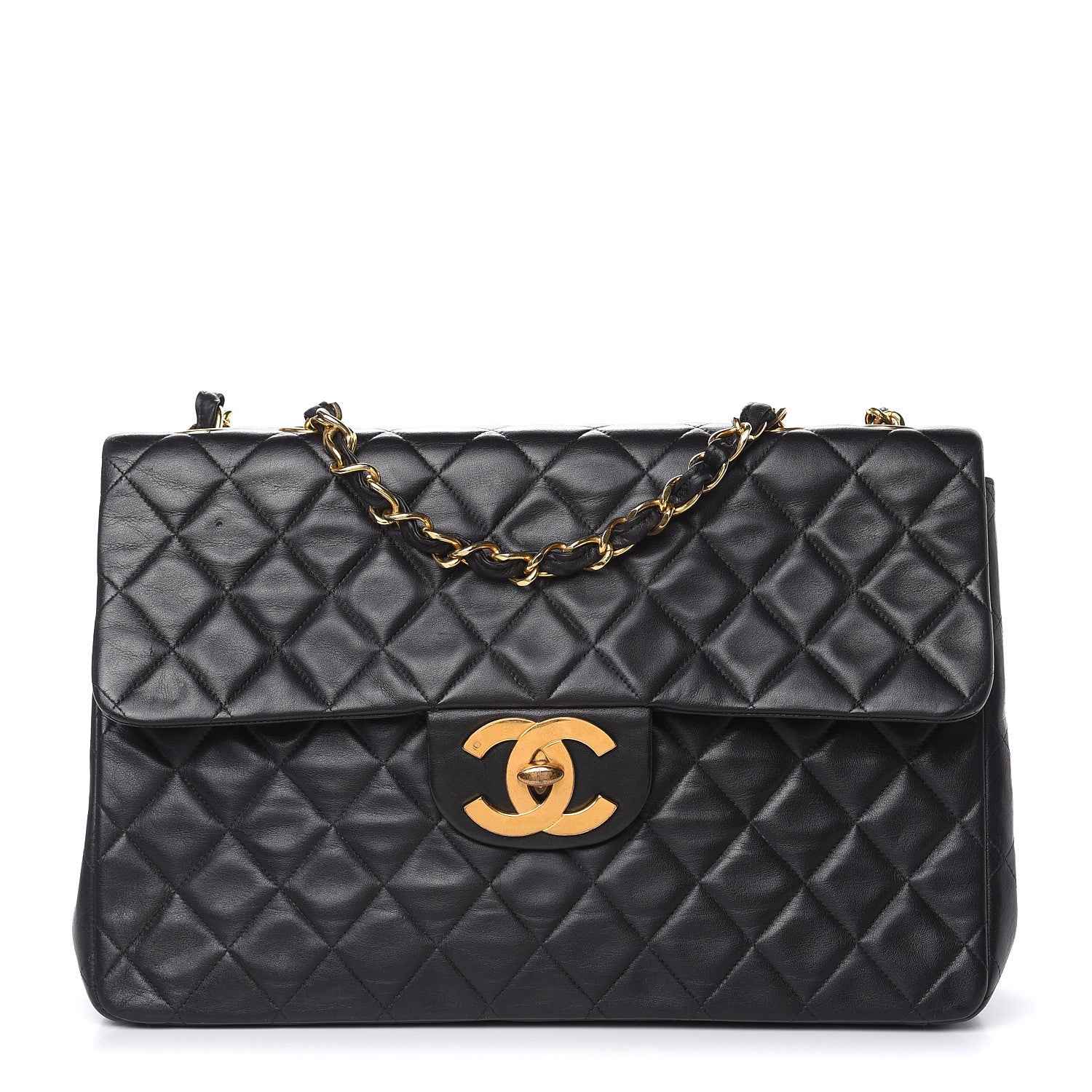 Chanel Lambskin Quilted XL Jumbo Single Flap Black 2 of 16
