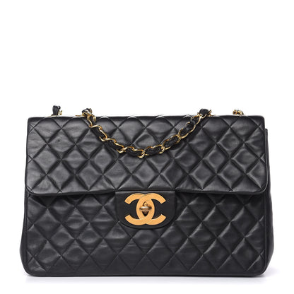 Chanel Lambskin Quilted XL Jumbo Single Flap Black 2 of 16