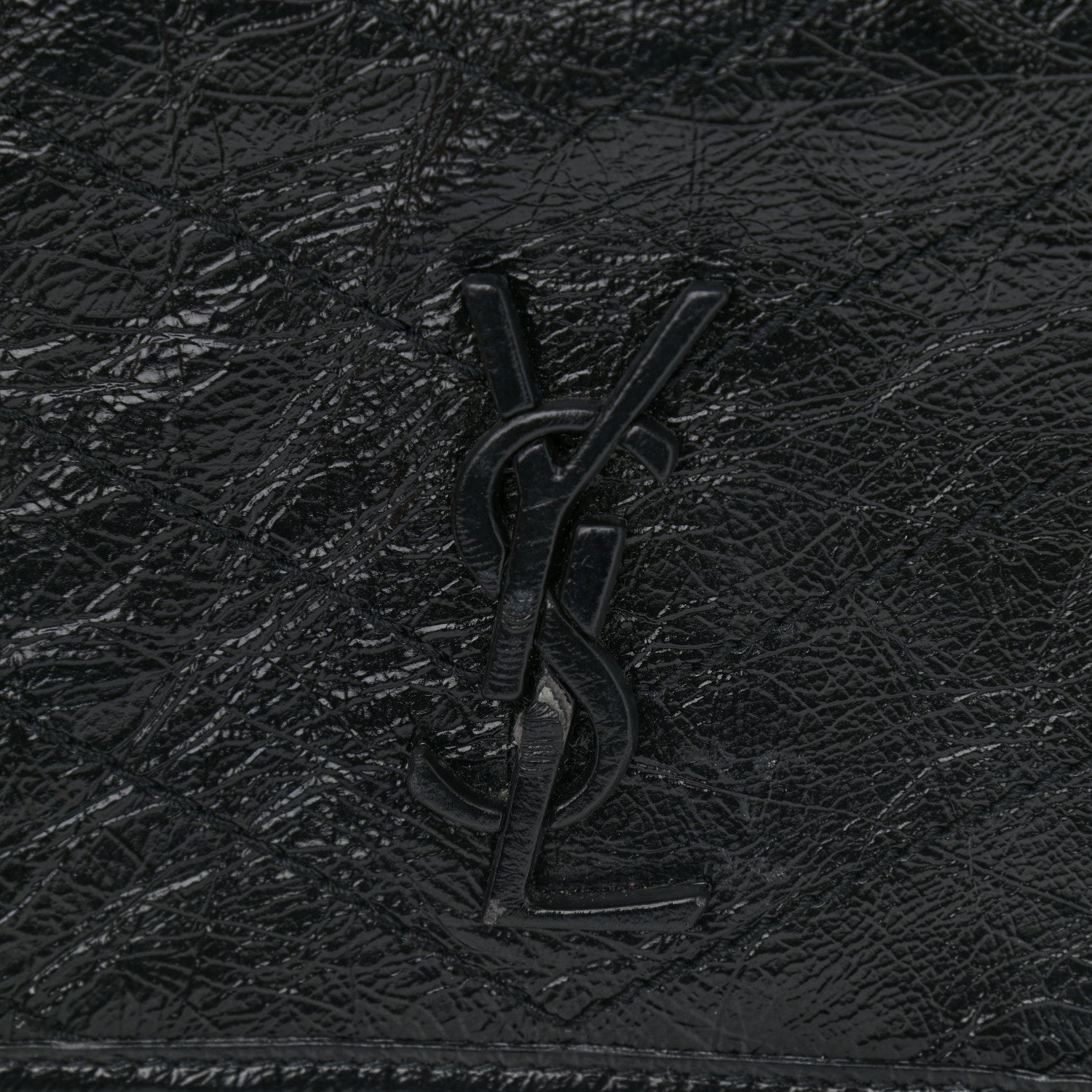 Saint Laurent Crinkled Calfskin Matelasse Monogram Niki Chain Wallet Black 11 of 12