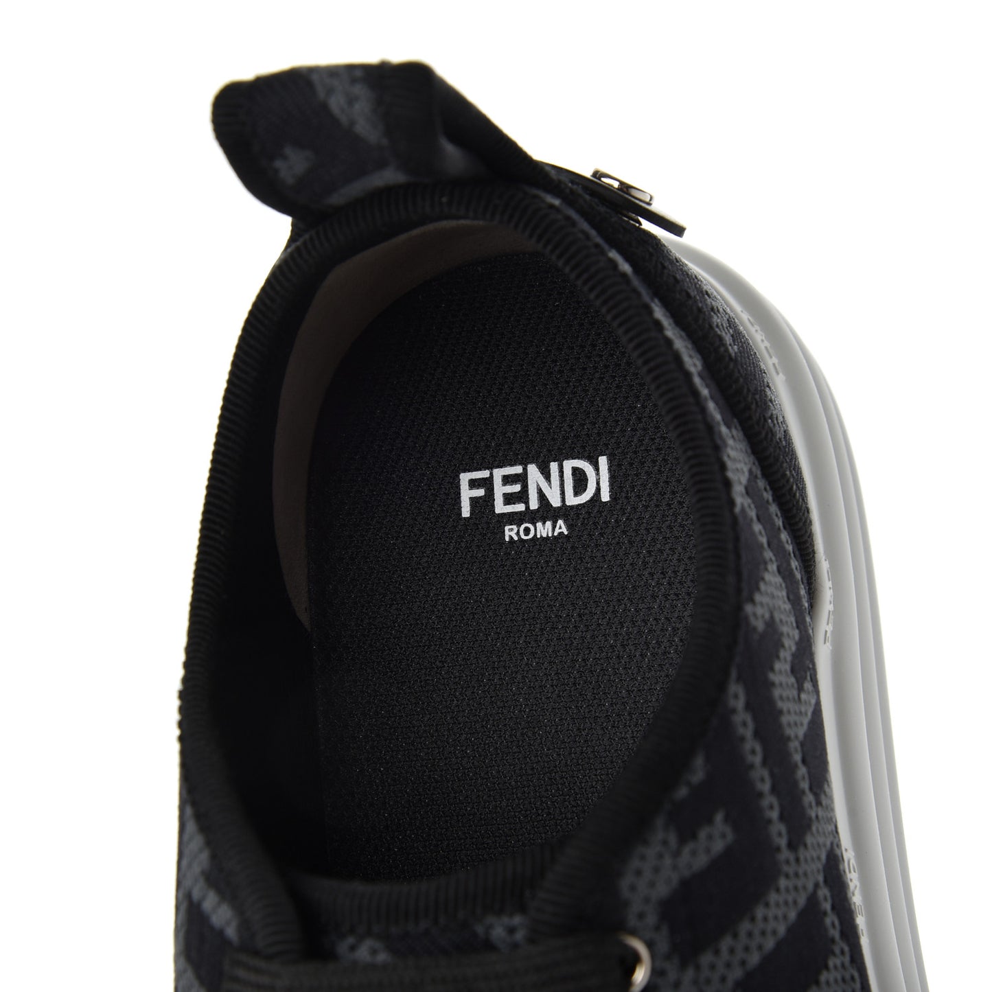 Fabric FF Micro-Perforated Rise Low Top Sneakers 37 Charcoal Black