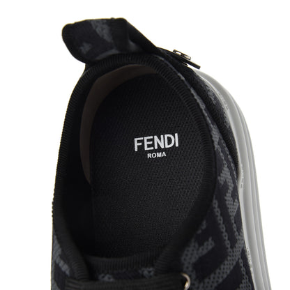 Fendi Fabric FF Micro-Perforated Rise Low Top Sneakers 37 Charcoal Black 6 of 9