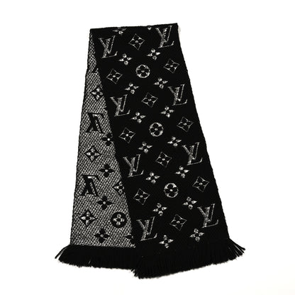 Louis Vuitton Wool Silk Logomania Shine Scarf Black 2 of 4