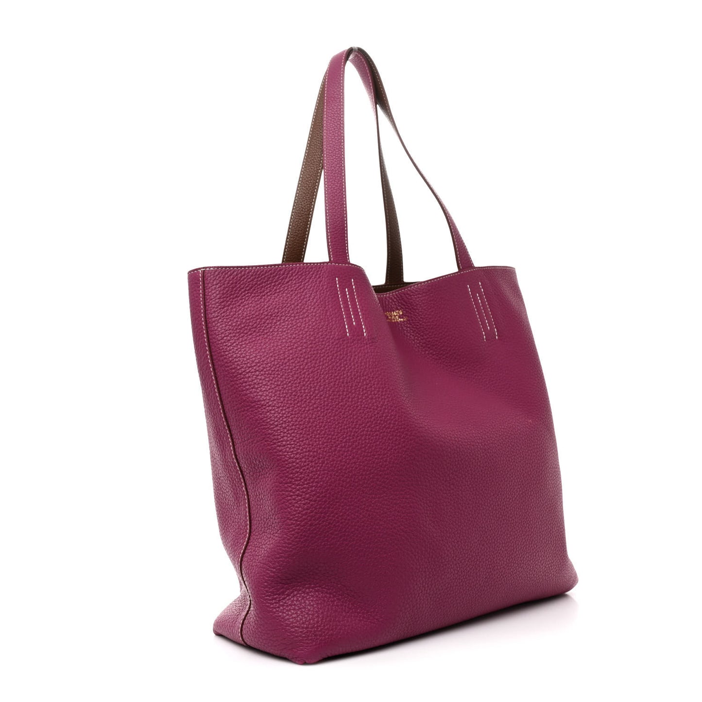 Taurillon Clemence Double Sens 36 Reversible Tote Marron Tosca