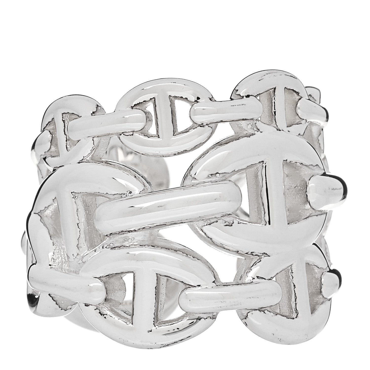 Hermes Sterling Silver GM Chaine d'Ancre Enchainee Band Ring 52 6 1 of 6