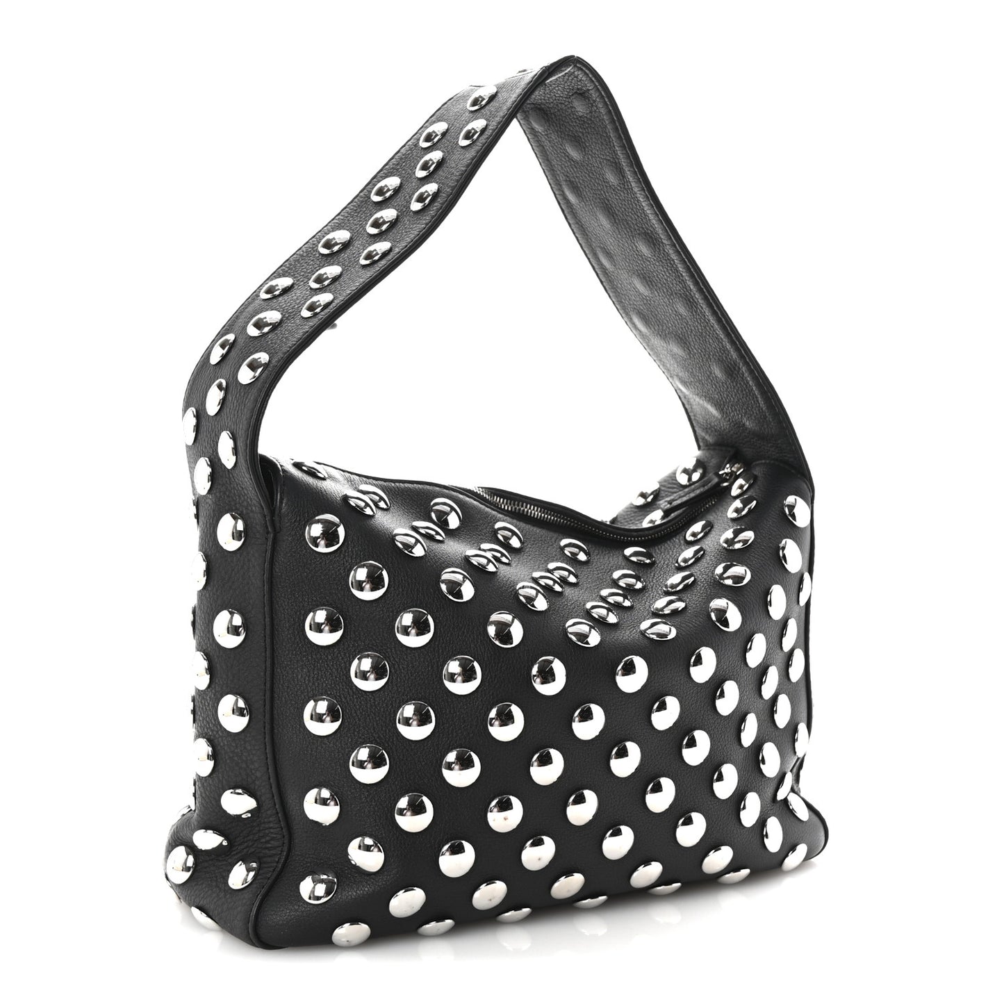 Pebbled Sport Calfskin Studded Elena Black