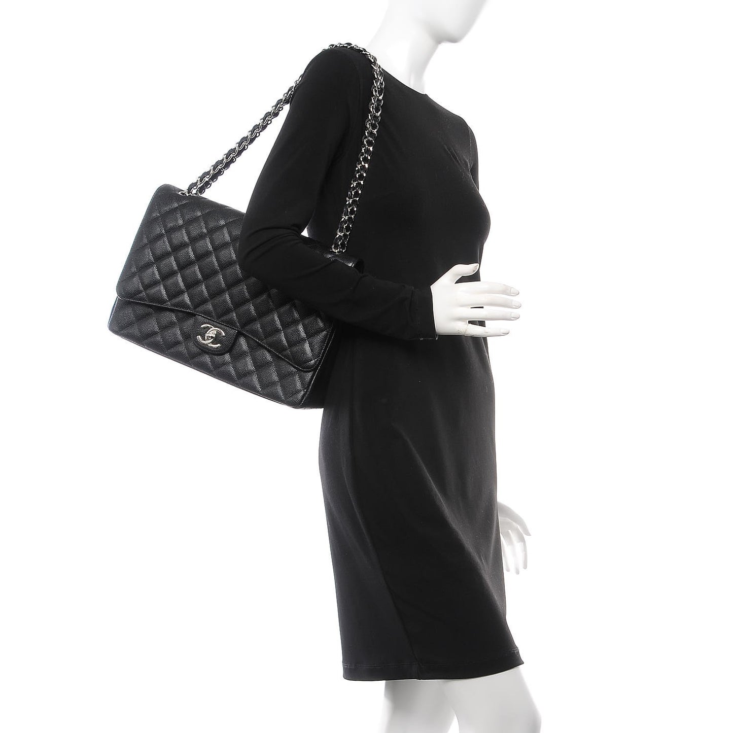 Caviar Quilted Maxi Double Flap Black