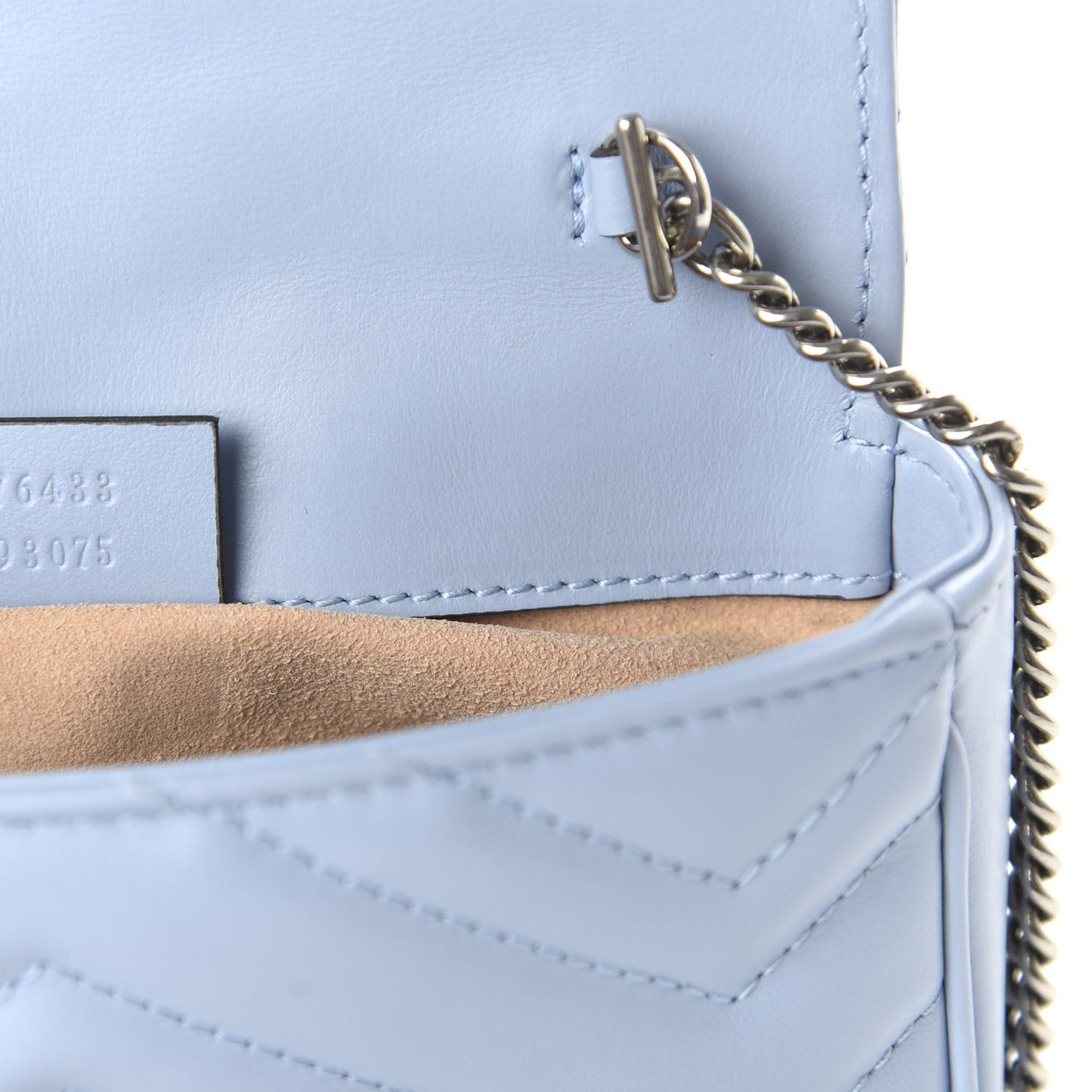 Calfskin Matelasse Super Mini GG Marmont Shoulder Bag Porcelain Light Blue