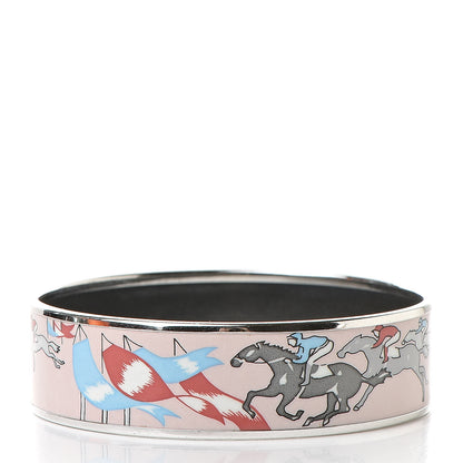 Hermes Enamel Printed Horse Racing Wide Bracelet 70 3 of 6