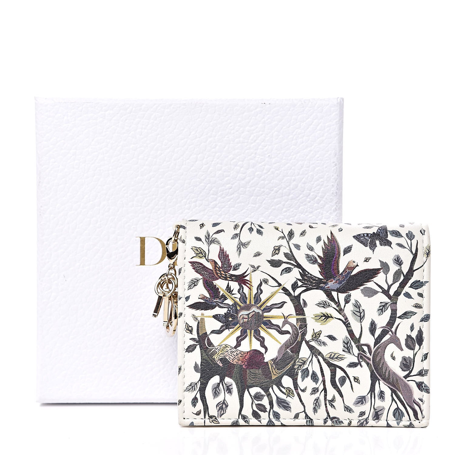 Christian Dior Calfskin Print Jardin Naturel Compact Wallet Multicolor 11 of 11