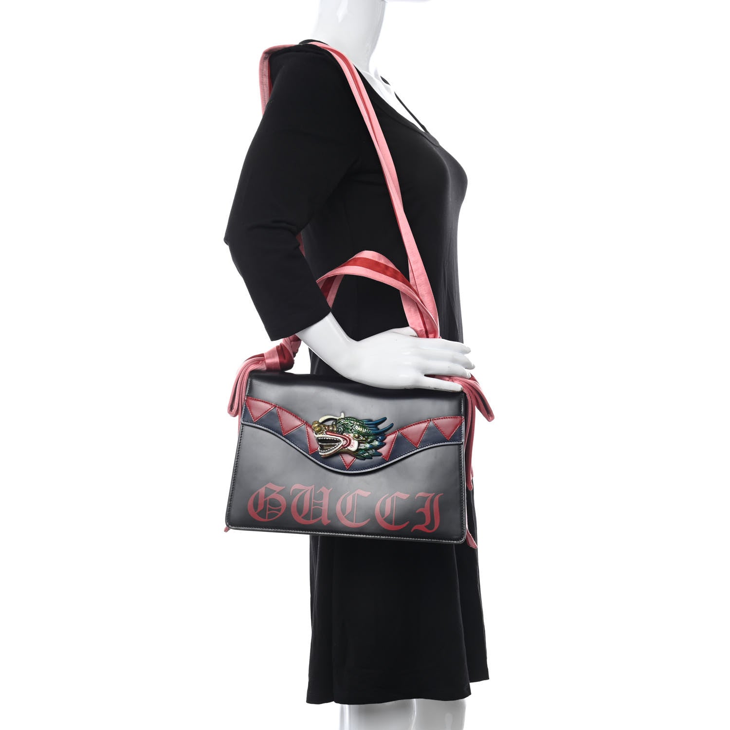 Gucci Calfskin Naga Dragon Small Shoulder Bag Black 2 of 12