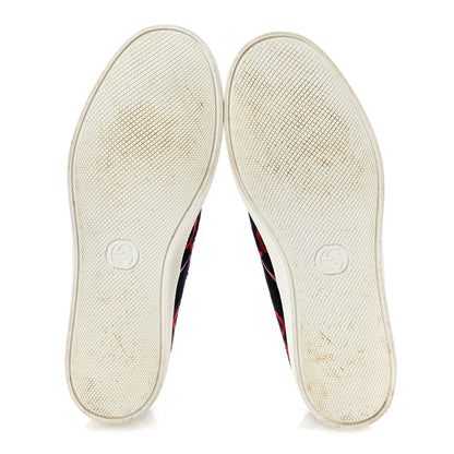 Gucci Terry Cloth Miro Soft Calfskin GG Monogram Mens Dublin Slip On Sneakers 9 Blue Hibiscus Red 6 of 8