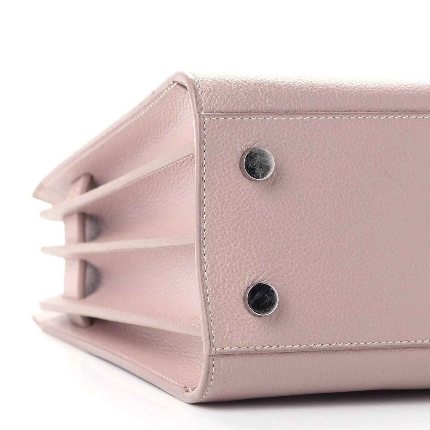 Grained Calfskin Topstich Baby Sac De Jour Antique Rose
