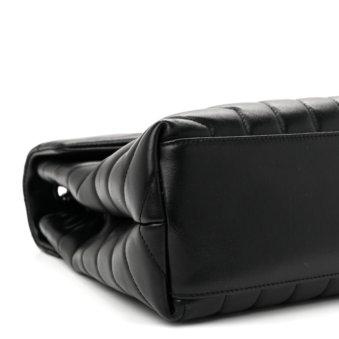 Calfskin Y Quilted Monogram Monochrome Medium Loulou Chain Satchel Black