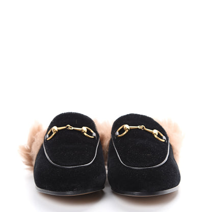 Gucci Velvet Fur Womens Princetown Slippers 35.5 Black 2 of 8