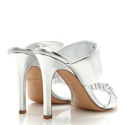 Louis Vuitton Metallic Lambskin Drapy Heel Mules 40 Silver 4 of 7